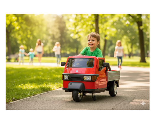 APE CAR PIAGGIO 12 V. TRICICLO COLORE ROSSO