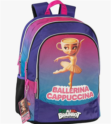 ZAINO SCUOLA SKIFIDOL ITALIAN BRAINROT BALLERINA CAPPUCCINA 3 ZI