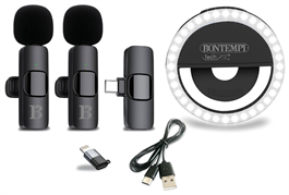 BONTEMPI 2 MICROFONI WIRELESS LAVALIER CON RING LIGHT
