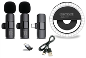 BONTEMPI 2 MICROFONI WIRELESS LAVALIER CON RING LIGHT