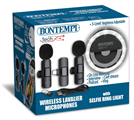 BONTEMPI 2 MICROFONI WIRELESS LAVALIER CON RING LIGHT