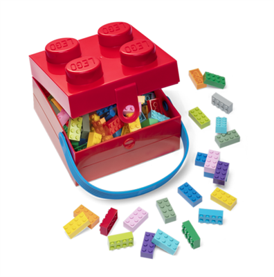 LEGO BOX PORTA PRANZO/PORTA OGGETTI CON MANICO ROSSA