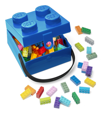 LEGO BOX PORTA PRANZO/PORTA OGGETTI CON MANICO BLU