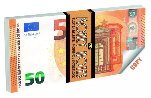 BLOCK NOTES BANCONOTA 50 EURO LES BANCONOTES