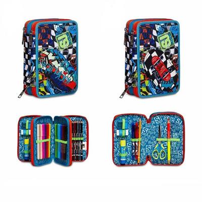 ASTUCCIO 3 ZIP BLU CON ROSSO