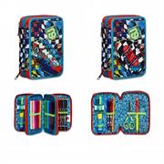 ASTUCCIO 3 ZIP BLU CON ROSSO