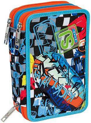 ASTUCCIO 3 ZIP ARANCIONE CON AZZURO