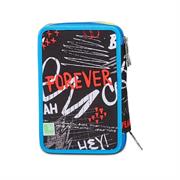 ASTUCCIO 3 ZIP BLU CON VERDE