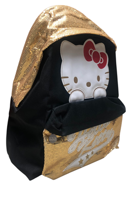 ZAINO SCUOLA AMERICANO HELLO KITTY ORO CON NERO