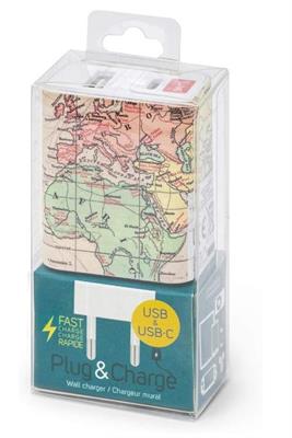 PLUG & CHARGE - CARICABATTERIE DA MURO - USB + USB-C