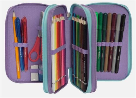 ASTUCCIO 3 ZIP COMPLETO SCUOLA MOFU MOFU UNICORNO LILLA