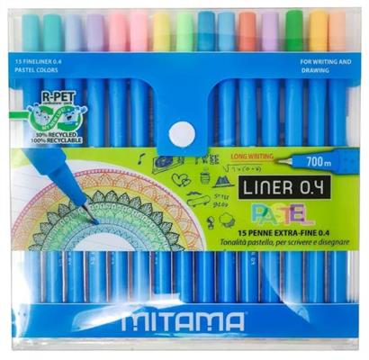 MITAMA, PENNA LINER 0.4 PASTEL. ASTUCCIO DA 15 PEZZI