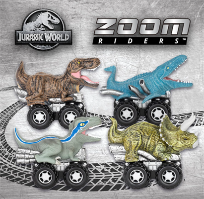 ROCCO GIOCATTOLI - JURASSIC WORLD ZOOM RIDERS 3 PACK