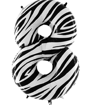 PALLONCINO MYLAR NUMERO 8 ZEBRATO