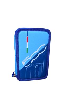 ASTUCCIO SCUOLA FIAT 500 BLU CON PENNARELLI INCLUSI